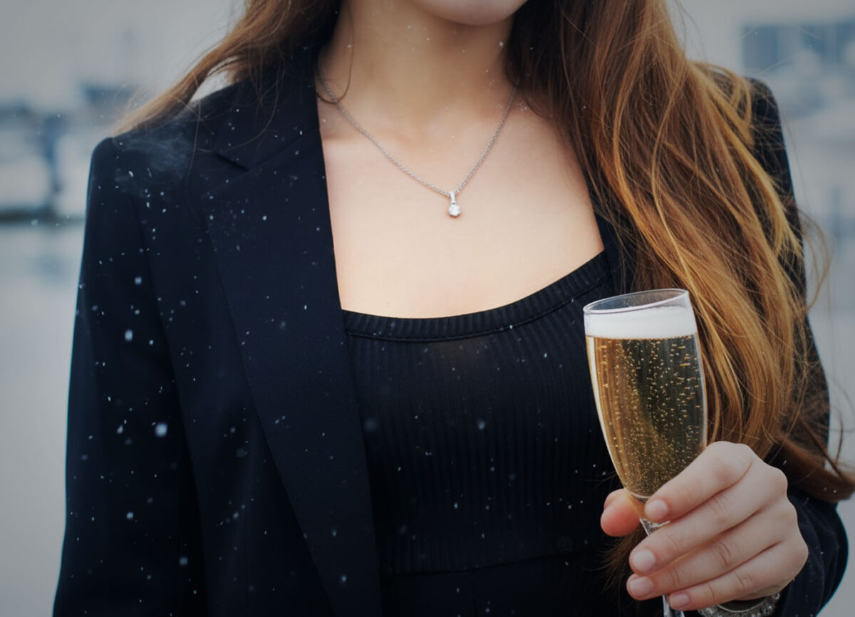 Image of a girl wearing a solitaire diamond