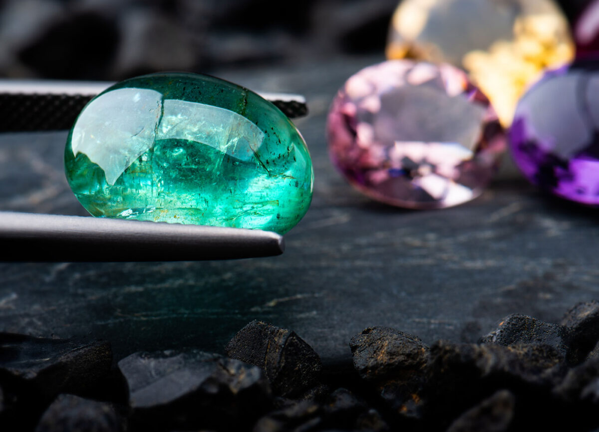 rare gemstone emerald and amethyst